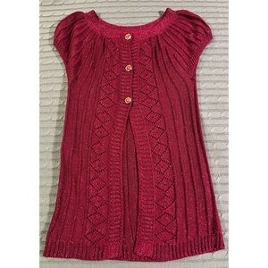 Pink Knit Button-Front Vest / Sleeveless Cardigan